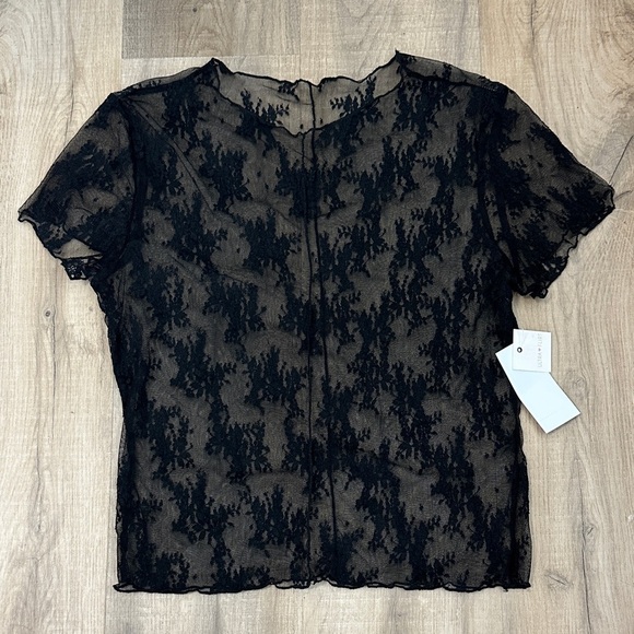 Ultra Flirt size Large new with tags Black sheer lace top - Picture 2 of 5